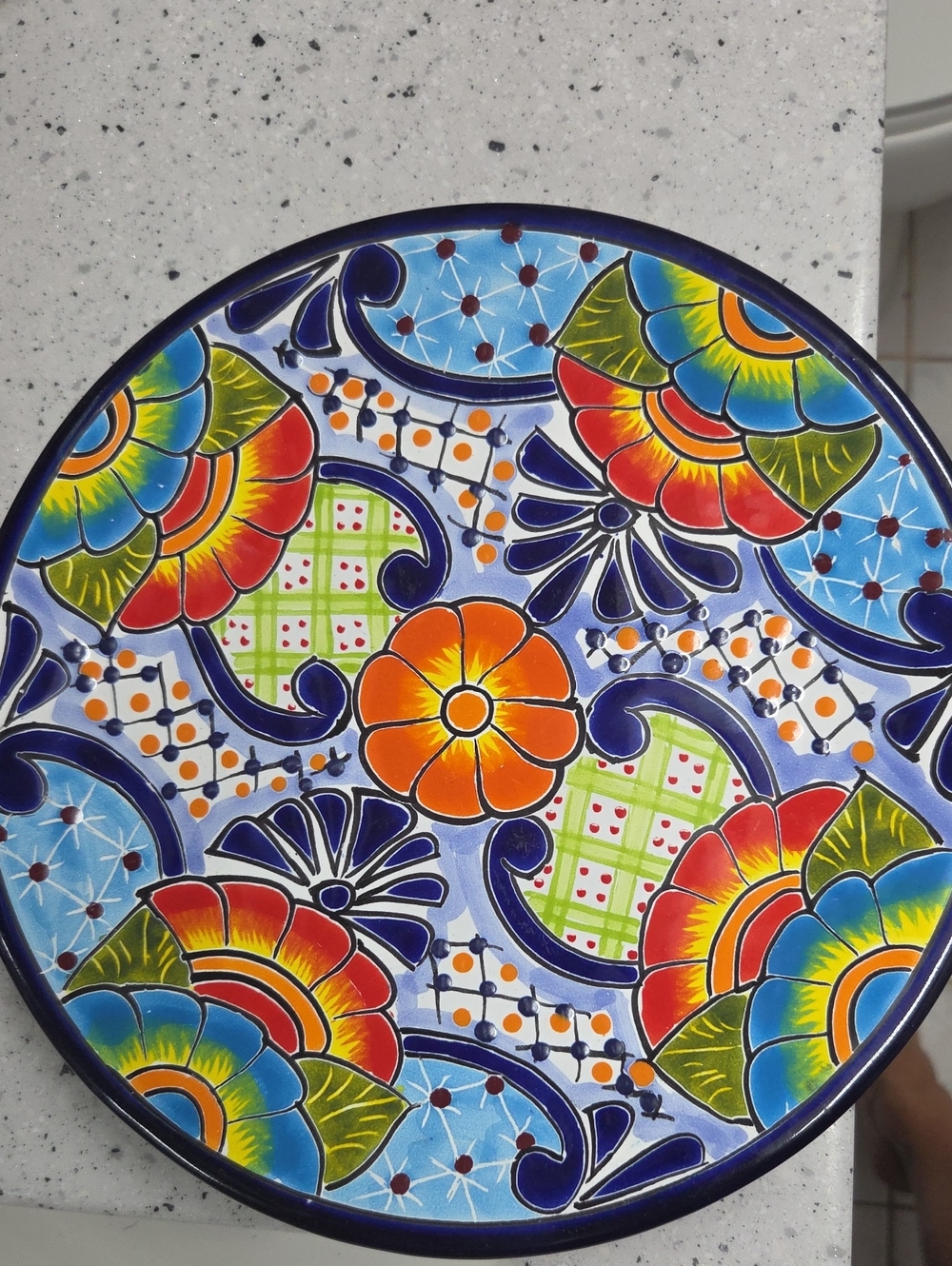 Set Of 2 Vintage Mexican Talavera Ceramic Hand Painted Plates